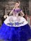 Shining Royal Blue Off The Shoulder Lace Up Embroidery and Ruffles Sweet 16 Dress Sleeveless