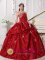 Lindon Utah/UT Wine Red Elegant Quinceanera Dress Clearance With Sweetheart Neckline Beaded Decorate
