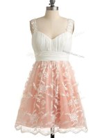 Peach Straps Neckline Lace Quinceanera Court of Honor Dress Sleeveless Lace Up(SKU SWBD155-5BIZ)