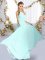 Glorious Blue Empire Chiffon One Shoulder Sleeveless Ruching Floor Length Lace Up Quinceanera Court Dresses