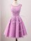 Edgy Lilac Sleeveless Lace Knee Length Quinceanera Court of Honor Dress