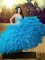 Straps Baby Blue Sleeveless Tulle Lace Up Quinceanera Gowns for Military Ball and Sweet 16 and Quinceanera