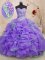 Amazing With Train Lace Up Vestidos de Quinceanera Lavender for Military Ball and Sweet 16 and Quinceanera with Beading and Ruffles Brush Train