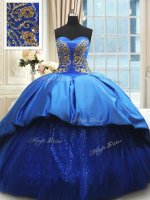 Classical Royal Blue Sweetheart Lace Up Beading and Embroidery Vestidos de Quinceanera Court Train Sleeveless(SKU PSSW0540BIZ)
