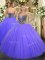 Charming Ball Gowns 15th Birthday Dress Lavender Sweetheart Tulle Sleeveless Floor Length Lace Up