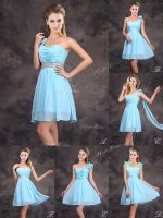 Sequins Empire Court Dresses for Sweet 16 Baby Blue Chiffon Sleeveless Mini Length Zipper