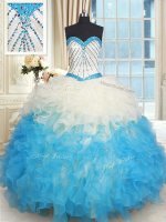 Fashion Floor Length Multi-color Quinceanera Dress Organza Sleeveless Beading and Ruffles
