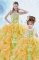 Multi-color Sweetheart Neckline Beading and Ruffles and Sequins 15th Birthday Dress Sleeveless Lace Up