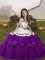 High Class Eggplant Purple Ball Gowns Tulle Straps Sleeveless Embroidery and Ruffled Layers Floor Length Lace Up Little Girl Pageant Gowns