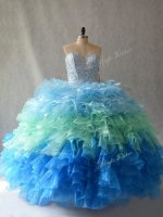 Ball Gowns Quince Ball Gowns Multi-color Sweetheart Organza Sleeveless Floor Length Lace Up