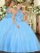 Floor Length Ball Gowns Sleeveless Baby Blue Quinceanera Dress Lace Up