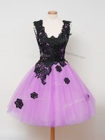 Lilac Sleeveless Tulle Zipper Vestidos de Damas for Prom and Party and Wedding Party