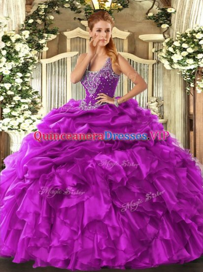 Free and Easy Sleeveless Beading and Ruffles and Pick Ups Lace Up Sweet 16 Dresses - Click Image to Close