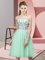 Designer Apple Green Sleeveless Knee Length Appliques Lace Up Quinceanera Court Dresses(SKU BMT0365-2BIZ)