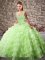 On Sale Organza Sleeveless Quinceanera Gown Court Train and Beading and Ruffled Layers