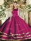 Scoop Sleeveless Lace Up 15th Birthday Dress Fuchsia Tulle