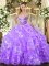 Cute Lavender Ball Gowns Sweetheart Sleeveless Organza Floor Length Lace Up Ruffled Layers Ball Gown Prom Dress