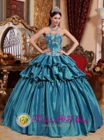 Newport California/CA Beach Sweetheart Pick-ups and Appliques Turquoise Luxurious Quinceanera Dresses(SKU QDZY673-ABIZ)