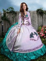Blue And White Sweetheart Neckline Embroidery and Ruffles Quinceanera Gowns Sleeveless Lace Up