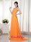 Lauderhill FL Orange Sweetheart Brush Train Quinceanera Dama Dress Chiffon Beading and Ruch Decorate Empire