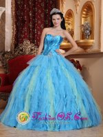 City Island NY Multi-color Ruffles and beautiful Strapless Quinceanera Dresses With Beaded Decorate and Ruch