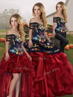 Trendy Sleeveless Lace Up Floor Length Embroidery and Ruffles Sweet 16 Dresses