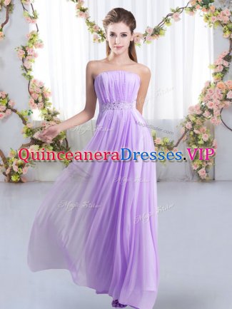 Excellent Lavender Sleeveless Beading Lace Up Damas Dress
