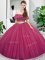 Fuchsia Lace Up Off The Shoulder Lace and Ruching 15th Birthday Dress Organza Sleeveless