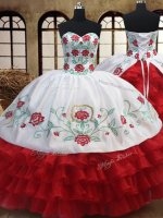 Sleeveless Embroidery and Ruffled Layers Lace Up 15th Birthday Dress