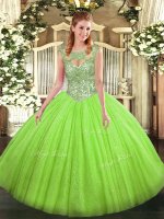 Floor Length Sweet 16 Dresses Scoop Sleeveless Lace Up