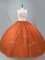 Tulle Scoop Sleeveless Zipper Beading Quinceanera Gown in Rust Red