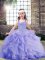 Latest Lavender Organza Lace Up Straps Sleeveless Floor Length Kids Pageant Dress Beading and Ruffles