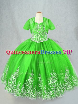 Spaghetti Straps Lace Up Beading and Embroidery Pageant Dress Wholesale Sleeveless