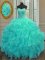 Aqua Blue Sweetheart Lace Up Beading and Ruffles Sweet 16 Dresses Sleeveless