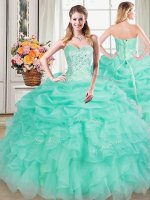 Sleeveless Beading and Ruffles and Pick Ups Lace Up Vestidos de Quinceanera(SKU PSSW0437MTBIZ)