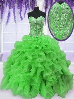 Trendy Organza Lace Up 15th Birthday Dress Sleeveless Floor Length Beading and Ruffles(SKU PSSW059-11BIZ)
