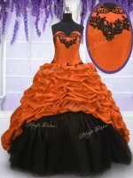 Multi-color Lace Up Sweetheart Appliques and Pick Ups Quince Ball Gowns Taffeta Sleeveless Sweep Train
