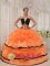 Highland Heights Kentucky/KY Pretty Black and orange Quinceanera Dress For Summer Strapless Satin and Organza With Beading Ball Gown
