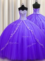 Trendy Tulle Sweetheart Sleeveless Sweep Train Lace Up Beading Quinceanera Gowns in Lavender(SKU PSSW0608-7BIZ)