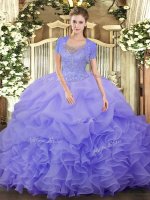 Wonderful Scoop Sleeveless Clasp Handle Sweet 16 Dress Lavender Tulle