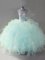 Superior Light Blue Tulle Lace Up Halter Top Sleeveless Floor Length Vestidos de Quinceanera Beading and Ruffles