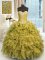 Best Brown Sweet 16 Quinceanera Dress Military Ball and Sweet 16 and Quinceanera with Beading and Ruffles Sweetheart Sleeveless Lace Up