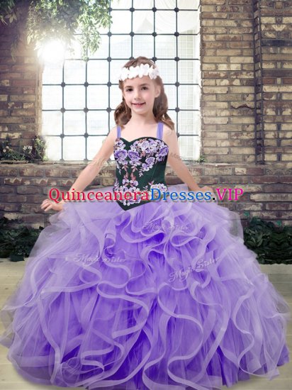 Lavender Sleeveless Tulle Lace Up Child Pageant Dress for Party and Wedding Party - Click Image to Close
