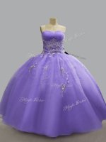 New Arrival Floor Length Lavender Quinceanera Gowns Organza Sleeveless Beading