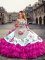 Nice Fuchsia Lace Up 15 Quinceanera Dress Embroidery and Ruffled Layers Sleeveless Floor Length