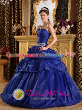 Tolima colombia Strapless Ruched Bodice Sweet 16 Dress With Appliques and Pick-ups In South Carolina