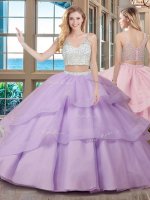 Fantastic Sleeveless Brush Train Beading Zipper Sweet 16 Dress