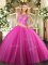 Gorgeous Floor Length Hot Pink Quinceanera Dresses Tulle Sleeveless Beading