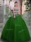 Vintage Tulle Sleeveless Floor Length Quince Ball Gowns and Beading