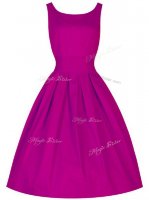 Sleeveless Knee Length Ruching Lace Up Quinceanera Dama Dress with Fuchsia(SKU SWBD134-9BIZ)
